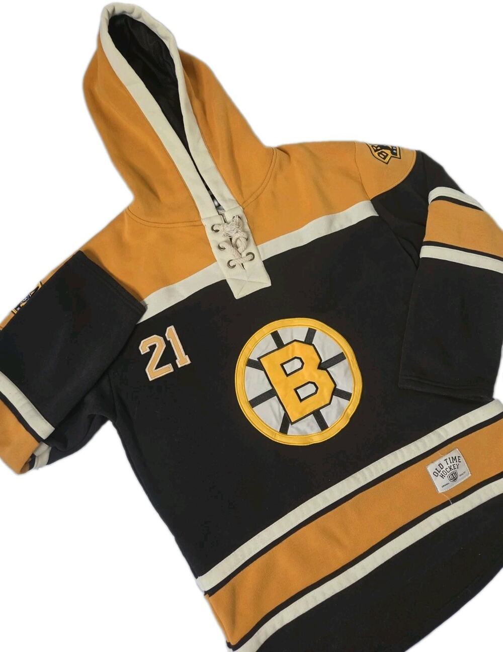Old Time Hockey Boston Bruins Eriksson #21 Lace Up Fleece Hoodie NHL Size L